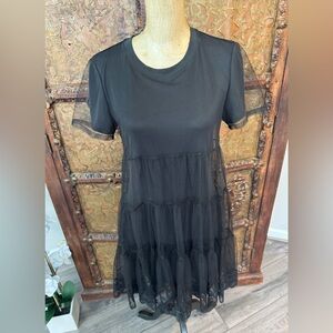 Alice + Olivia Black Sheer Dress XS